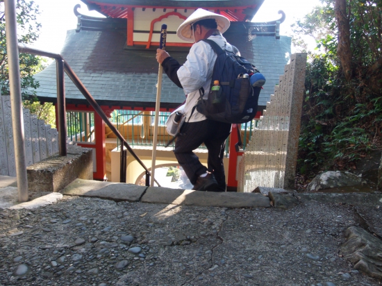 津照寺の納経を終えて急な階段を下ります、