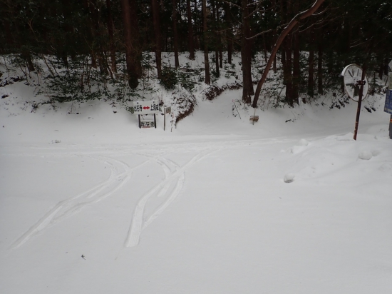 やっと峠に到着、国道248号の轍に感激、やっと新雪歩きから解放された