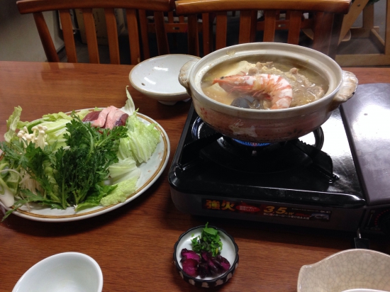 今度はカモ鍋。またまた三杯食べたぞ！