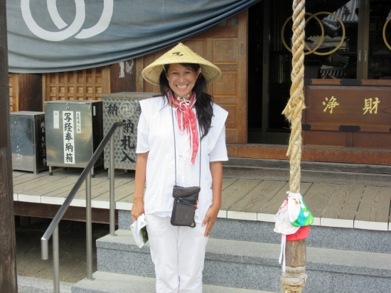 前日、久万高原のお接待所にて会ったアメリカの女性です（西林寺にて再会）