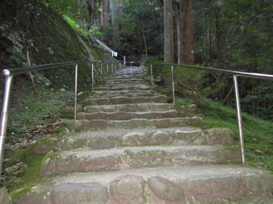 急な坂越えたら今度は、階段です。