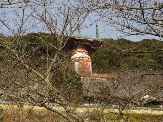 薬王寺のゆぎ塔。還暦厄坂を上るとあります。日和佐の海岸が一望できますよ。