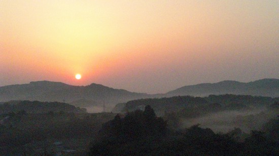 途中の淡路島での日の出w