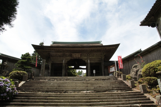 出石寺山門　左右には紫陽花が咲き乱れていました！