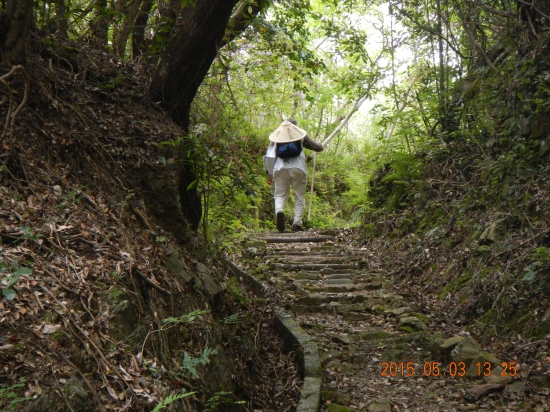 中山峠で前を歩く遍路さん