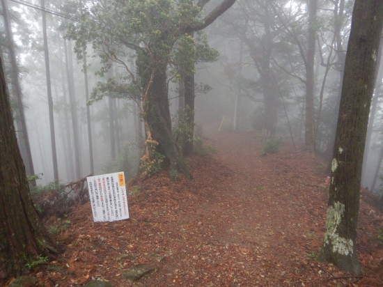 捨心ヶ嶽近くのいわや道入口