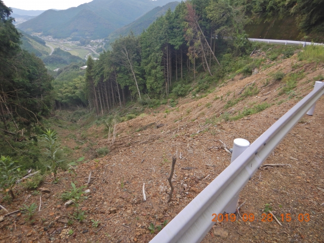 県道にも崖崩れ箇所あり