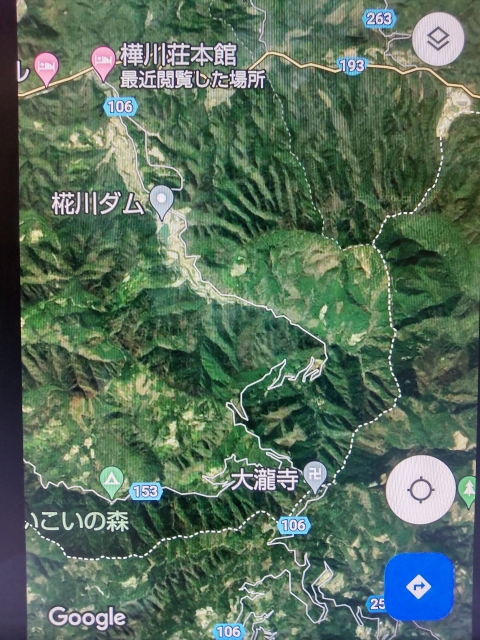 樺川荘本館(廃業)から大瀧寺まで１２km