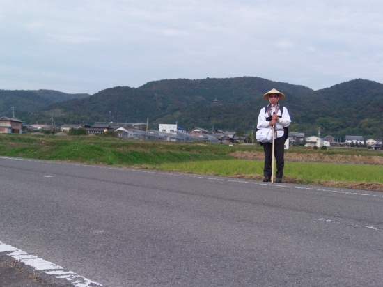 藤井寺へ行く途中目標とする変電所の近くです、後ろの山の左端付近に切幡寺があると思います、