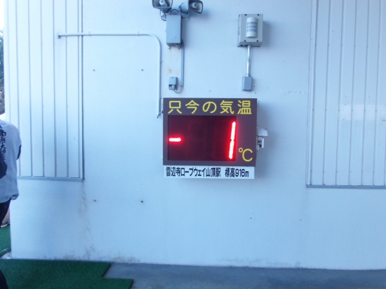 12月3日雲辺寺ロープウエー山頂駅の気温です、さむ～い！！。